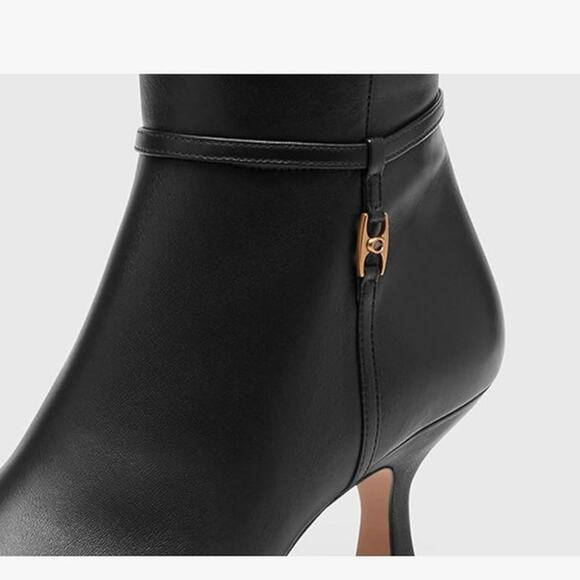 NIB Coach Raquel Sue Knee High Leather Boots Kitten Heel Black 8B - Picture 3 of 10